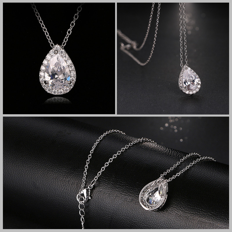 Seturi de bijuterii de nuntă cu picătură de apă nigeriană din zirconiu cubic incrustat Set de bijuterii de mireasă din cristal de lux Cadouri pentru domnișoarele de onoare AS099