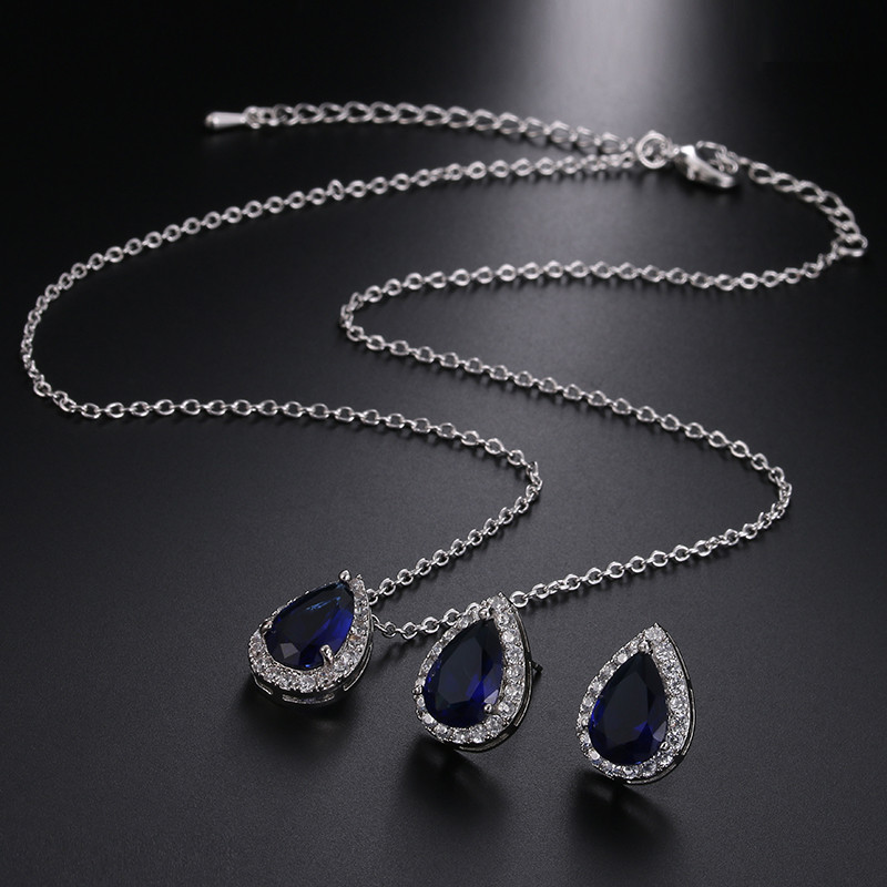 Seturi de bijuterii de nuntă cu picătură de apă nigeriană din zirconiu cubic incrustat Set de bijuterii de mireasă din cristal de lux Cadouri pentru domnișoarele de onoare AS099