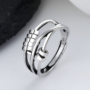 Пръстен за безпокойство Регулируем отвор Жени Мъже Fidget Ring With Bead Worry Stress Relief Jewelry For Female Stacking Finger Rings