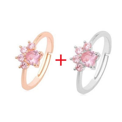 Prsteni s mačjim ušima Otvorenog dizajna, slatki otisci stopala, modni nakitni prsten za žene, mlade djevojke, djetetu, poklon, podesivi životinjski prsten