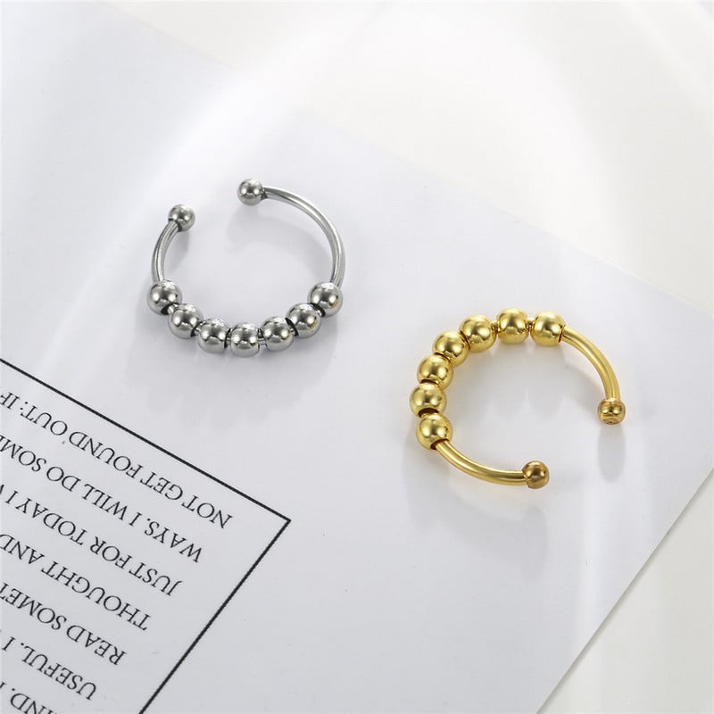 Skyrim rozsdamentes acél forgó gyöngyök szorongásgátló gyűrűk állítható stresszoldó gyűrűk nőknek férfiaknak 2023 divatékszer ajándék