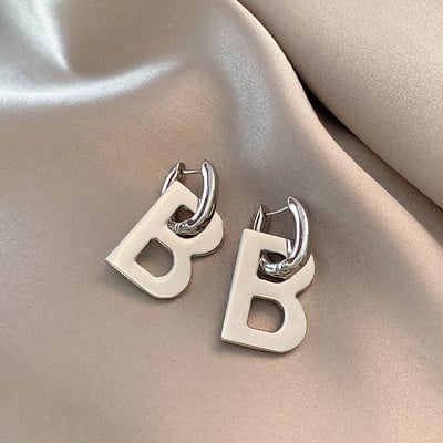 Cercei cu litera B de înaltă calitate, pentru femei, bărbați, la modă, elegante, coreeană, minimalistă, auriu, argint, cercei, bijuterii