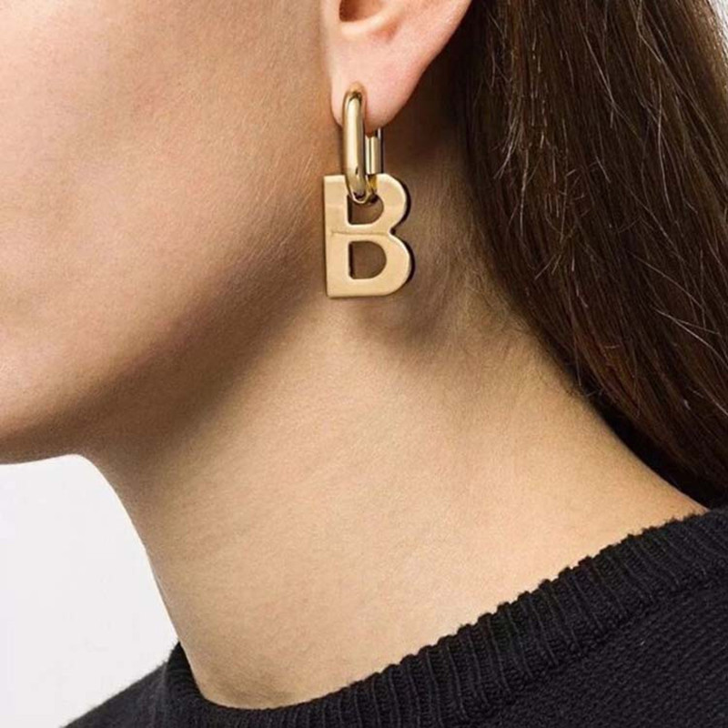 Cercei cu litera B de înaltă calitate, pentru femei, bărbați, la modă, elegante, coreeană, minimalistă, auriu, argint, cercei, bijuterii