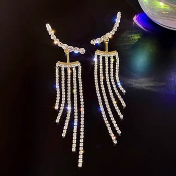 Κορεάτικη φούντα ιδιοσυγκρασίας Long Trendy Fashion Design Full of Rhinestone Earrings Party Jewelry Bijoux Exquisite Gifts Χονδρική