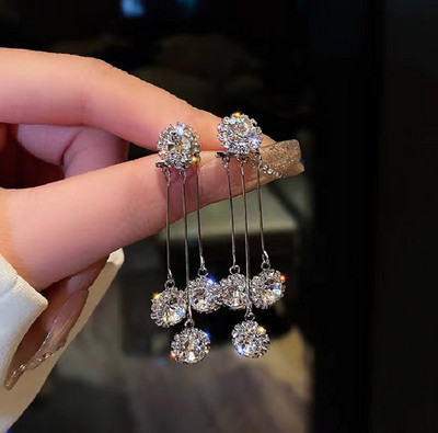 Temperament coreean ciucuri lung la modă design de modă plin de cercei cu strass bijuterii de petrecere Bijoux Cadouri rafinate comerț cu ridicata
