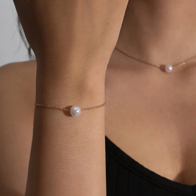 Kompleti nakita od vrućih bijelih bisera Ogrlica Narukvica Setovi velikih bisera Unquie za žene Nakit za zabave Božićni dar S001