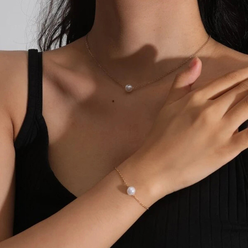 Kompleti nakita od vrućih bijelih bisera Ogrlica Narukvica Setovi velikih bisera Unquie za žene Nakit za zabave Božićni dar S001