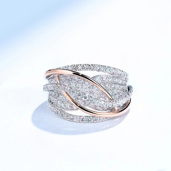 Горещи класически сватбени пръстени за жени, модни двуцветни X форма, кръст, ослепителен CZ пръстен, женски годежни бижута