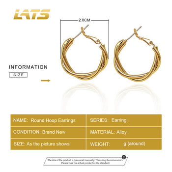 LATS Fashion Distortion Interweave Twist Metal Circle Γεωμετρικά στρογγυλά σκουλαρίκια κρίκου για γυναικεία αξεσουάρ Κοσμήματα ρετρό πάρτι