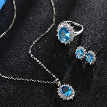 Модни комплекти сватбени бижута от син кристален камък за булки Комплект сребърни колиета за жени Африкански комплекти бижута и други