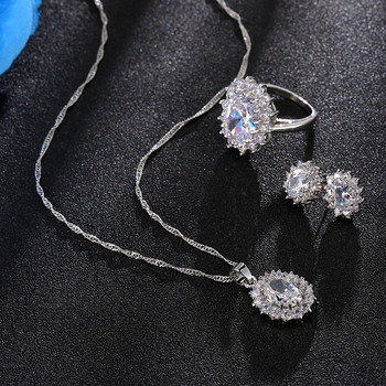 Модни комплекти сватбени бижута от син кристален камък за булки Комплект сребърни колиета за жени Африкански комплекти бижута и други