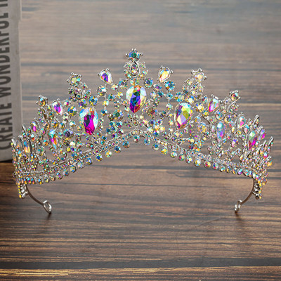 KMVEXO Gorgeous Crystal AB Σετ Νυφικά Κοσμήματα Μόδα Τιάρες Σκουλαρίκια Κολιέ Σετ Γυναικείο Νυφικό Σετ κοσμημάτων κορώνα