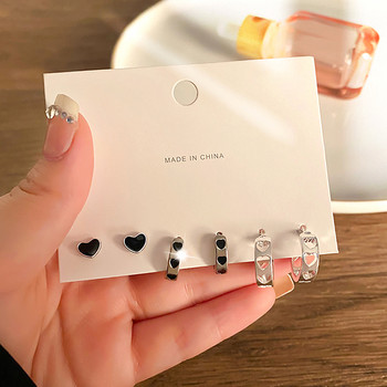 FNIO корейска мода метал любов сърце кръг капка малки обеци за жени тенденция висулка пиърсинг обеци комплект бижута 2022