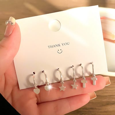 FNIO, moda coreeană, metal, dragoste, inimă, cercei cu picătură, cercei mici pentru femei, la tendință, cu pandantiv, set de cercei cu piercing, bijuterii 2022