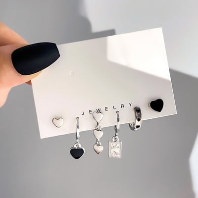 FNIO, moda coreeană, metal, dragoste, inimă, cercei cu picătură, cercei mici pentru femei, la tendință, cu pandantiv, set de cercei cu piercing, bijuterii 2022