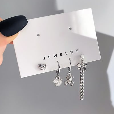 FNIO, moda coreeană, metal, dragoste, inimă, cercei cu picătură, cercei mici pentru femei, la tendință, cu pandantiv, set de cercei cu piercing, bijuterii 2022