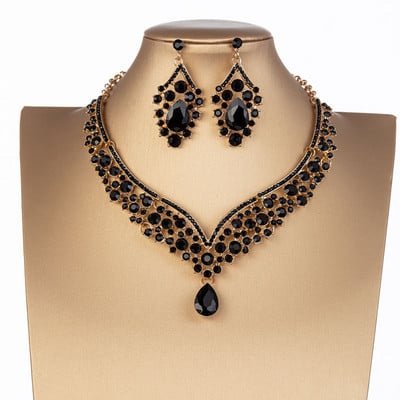 Barokni kristali Vodena kap Kompleti svadbenog nakita Tijare sa kamenčićima Krunska ogrlica Naušnice za mladenku Vjenčanje Komplet nakita u Dubaiju