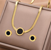 Set de colier, oțel inoxidabil 316L, numere romane simple, cercei cu știfturi, fără decolorare