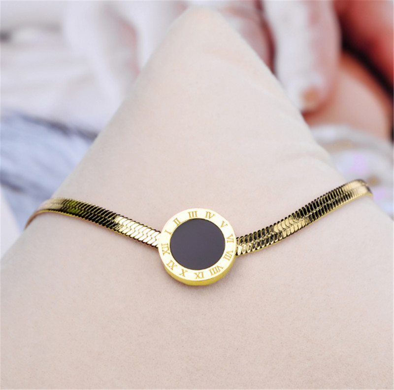 Set de colier, oțel inoxidabil 316L, numere romane simple, cercei cu știfturi, fără decolorare