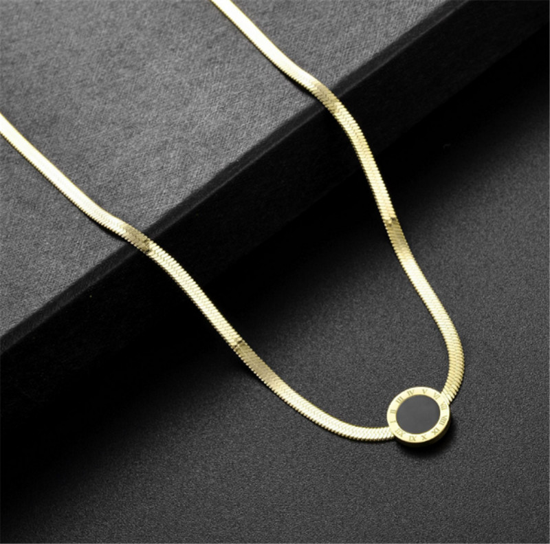 Set de colier, oțel inoxidabil 316L, numere romane simple, cercei cu știfturi, fără decolorare