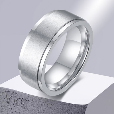 Vnox 6/8mm Spinner prsteň pre mužov, doplnok na uvoľnenie stresu, klasický snubný prsteň z nehrdzavejúcej ocele, ležérny vikingský runový športový šperk.