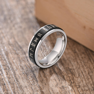 Vnox 6/8mm-es pergető gyűrű férfiaknak stresszoldó tartozék Klasszikus rozsdamentes acél esküvői banda alkalmi viking rúna sport ékszerek