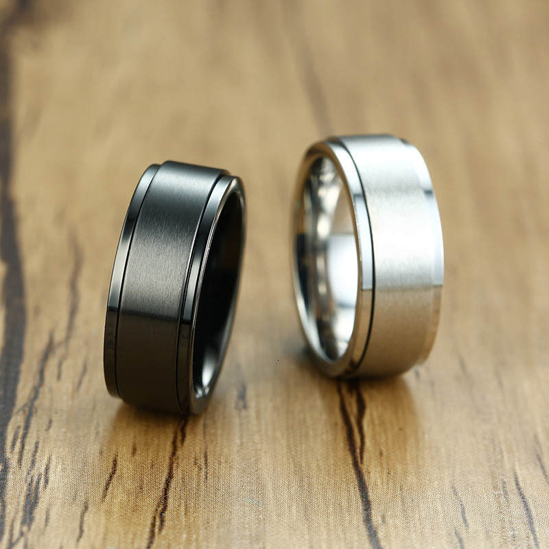 Vnox 6/8mm-es pergető gyűrű férfiaknak stresszoldó tartozék Klasszikus rozsdamentes acél esküvői banda alkalmi viking rúna sport ékszerek