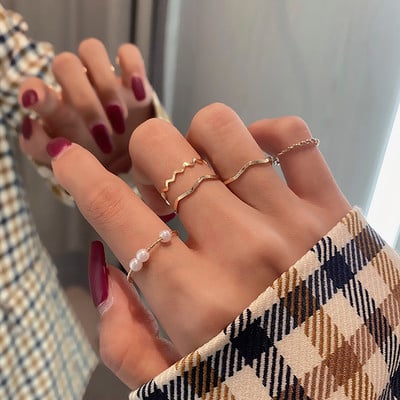 Boho arany színű kereszt széles gyűrű szett női lányoknak egyszerű láncos ujj farok gyűrűk 2022 ÚJ bizsu ékszer ajándék gyűrű női