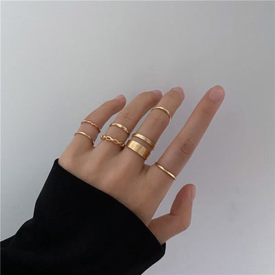 Boho arany színű kereszt széles gyűrű szett női lányoknak egyszerű láncos ujj farok gyűrűk 2022 ÚJ bizsu ékszer ajándék gyűrű női