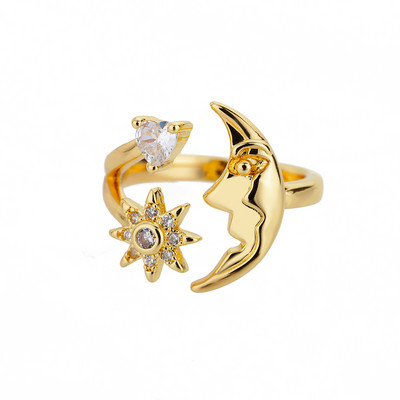 Rozsdamentes acél sima dupla golyós gyöngyök női gyűrűk nyitott arany színű geometriai esküvői pár gyűrűk esztétikus ékszer ajándék