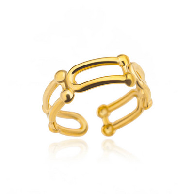 Rozsdamentes acél sima dupla golyós gyöngyök női gyűrűk nyitott arany színű geometriai esküvői pár gyűrűk esztétikus ékszer ajándék