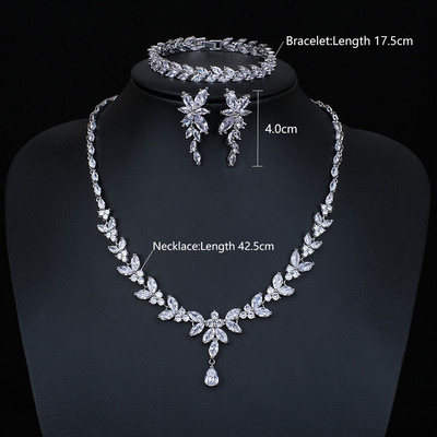 Ekopdee luxus briliáns cirkónia nyaklánc készlet fülbevaló gyűrű női CZ Light Drop menyasszonyi esküvői ékszer készletek 2022 új