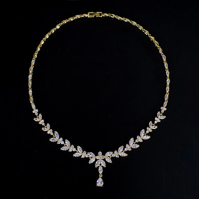 Ekopdee luxus briliáns cirkónia nyaklánc készlet fülbevaló gyűrű női CZ Light Drop menyasszonyi esküvői ékszer készletek 2022 új