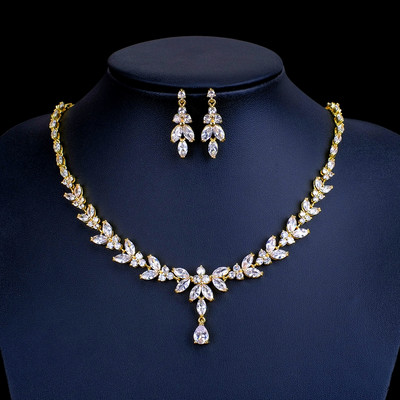Ekopdee luxus briliáns cirkónia nyaklánc készlet fülbevaló gyűrű női CZ Light Drop menyasszonyi esküvői ékszer készletek 2022 új