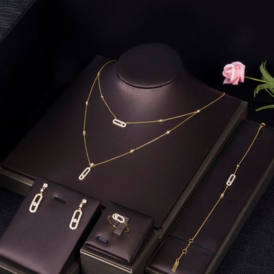 Divatos, csinos kezdeti nyaklánc fülbevaló gyűrű karkötő készletek egymásra rakható nőknek barátnő feleség ajándék Pendientes Mujer Moda HXN013