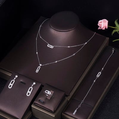 Divatos, csinos kezdeti nyaklánc fülbevaló gyűrű karkötő készletek egymásra rakható nőknek barátnő feleség ajándék Pendientes Mujer Moda HXN013