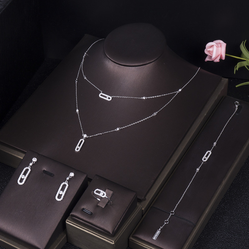 Divatos, csinos kezdeti nyaklánc fülbevaló gyűrű karkötő készletek egymásra rakható nőknek barátnő feleség ajándék Pendientes Mujer Moda HXN013