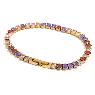 Yhpup Luxury Impermeabil CZ Tenis Cubic Zirconia Oțel inoxidabil Choker Colier Brățară Set de bijuterii Bling pentru petrecere de femei