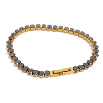 Yhpup Luxury Impermeabil CZ Tenis Cubic Zirconia Oțel inoxidabil Choker Colier Brățară Set de bijuterii Bling pentru petrecere de femei