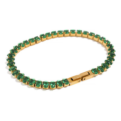Yhpup Luxury Impermeabil CZ Tenis Cubic Zirconia Oțel inoxidabil Choker Colier Brățară Set de bijuterii Bling pentru petrecere de femei