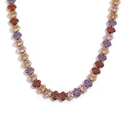 Yhpup Luxury Impermeabil CZ Tenis Cubic Zirconia Oțel inoxidabil Choker Colier Brățară Set de bijuterii Bling pentru petrecere de femei