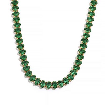 Yhpup Luxury Impermeabil CZ Tenis Cubic Zirconia Oțel inoxidabil Choker Colier Brățară Set de bijuterii Bling pentru petrecere de femei