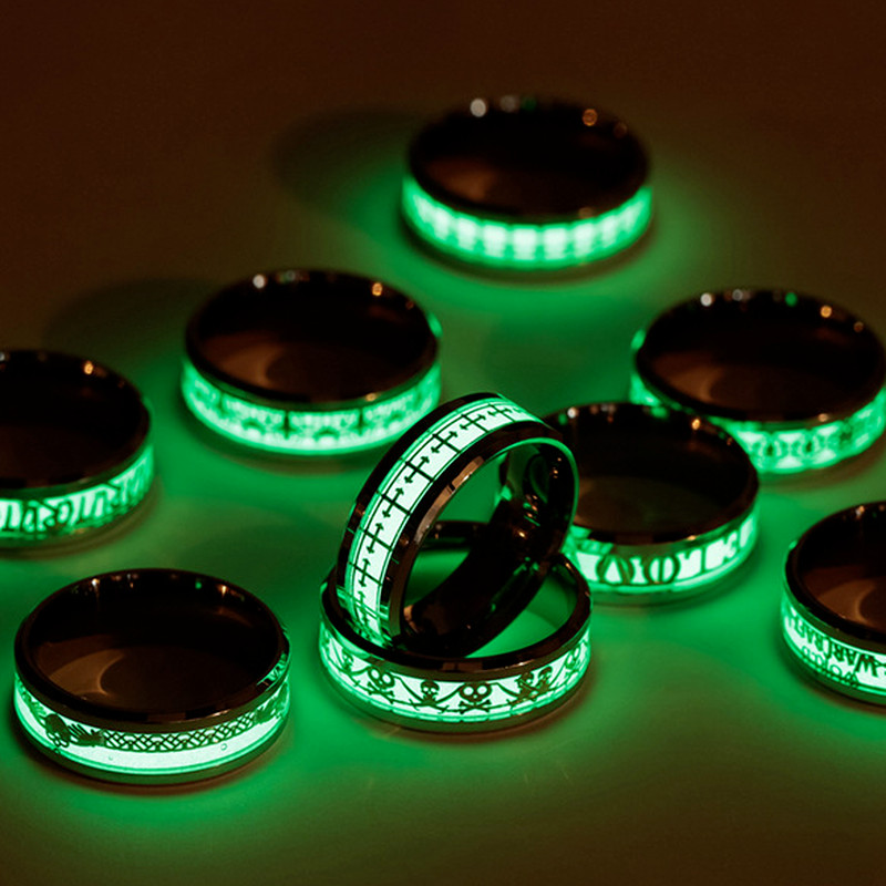 Inel cu dragon luminos la modă, inimă de dragoste, inele fluorescente retro din oțel inoxidabil pentru bărbați, plus inele de cuplu, cadou de bijuterii de lux