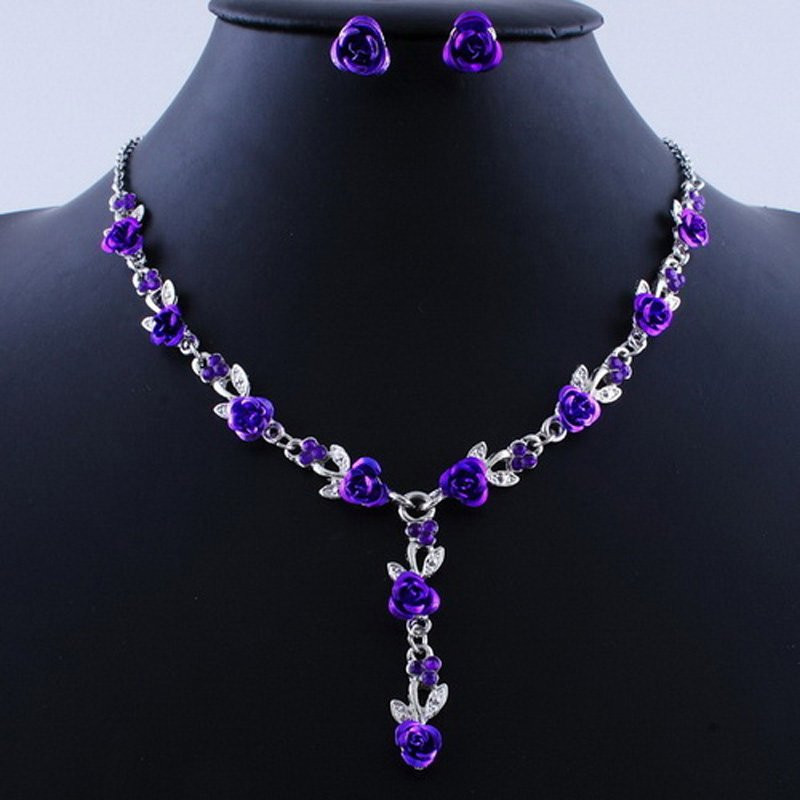 Vintage nyaklánc fülbevaló esküvői menyasszonyi elegáns ékszer készletek nőknek virág nyaklánc házassági gyöngyök ékszer szett divat