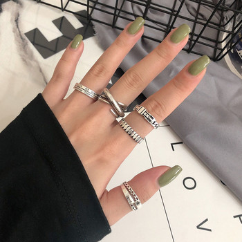 Όμορφο ρετρό αφηρημένο δαχτυλίδι μόδας ανοιχτού βρόχου Unisex ταιριάζει σε κάθε μέγεθος