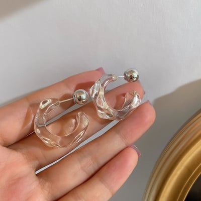 2021, noi cercei cu cerc din rășină transparentă la modă pentru femei, fete, cercei geometrici neregulați din metal acrilic, bijuterii de petrecere