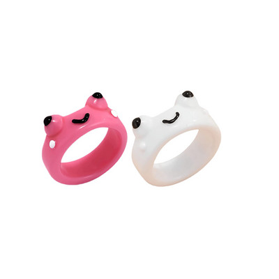 2Pc slatka žaba prstenje ljubavnik polimer glina smola akril prstenje za žene djevojke par putni prsten ljetni modni životinjski nakit dar