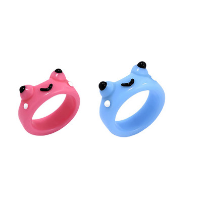 2Pc slatka žaba prstenje ljubavnik polimer glina smola akril prstenje za žene djevojke par putni prsten ljetni modni životinjski nakit dar