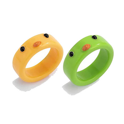 2Pc slatka žaba prstenje ljubavnik polimer glina smola akril prstenje za žene djevojke par putni prsten ljetni modni životinjski nakit dar