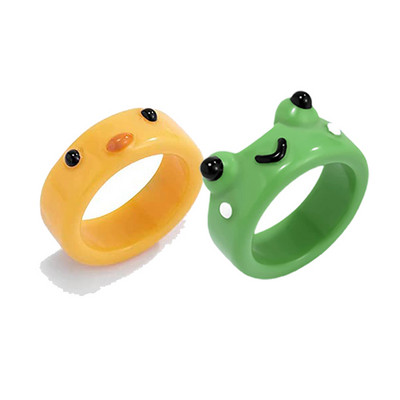 2Pc slatka žaba prstenje ljubavnik polimer glina smola akril prstenje za žene djevojke par putni prsten ljetni modni životinjski nakit dar